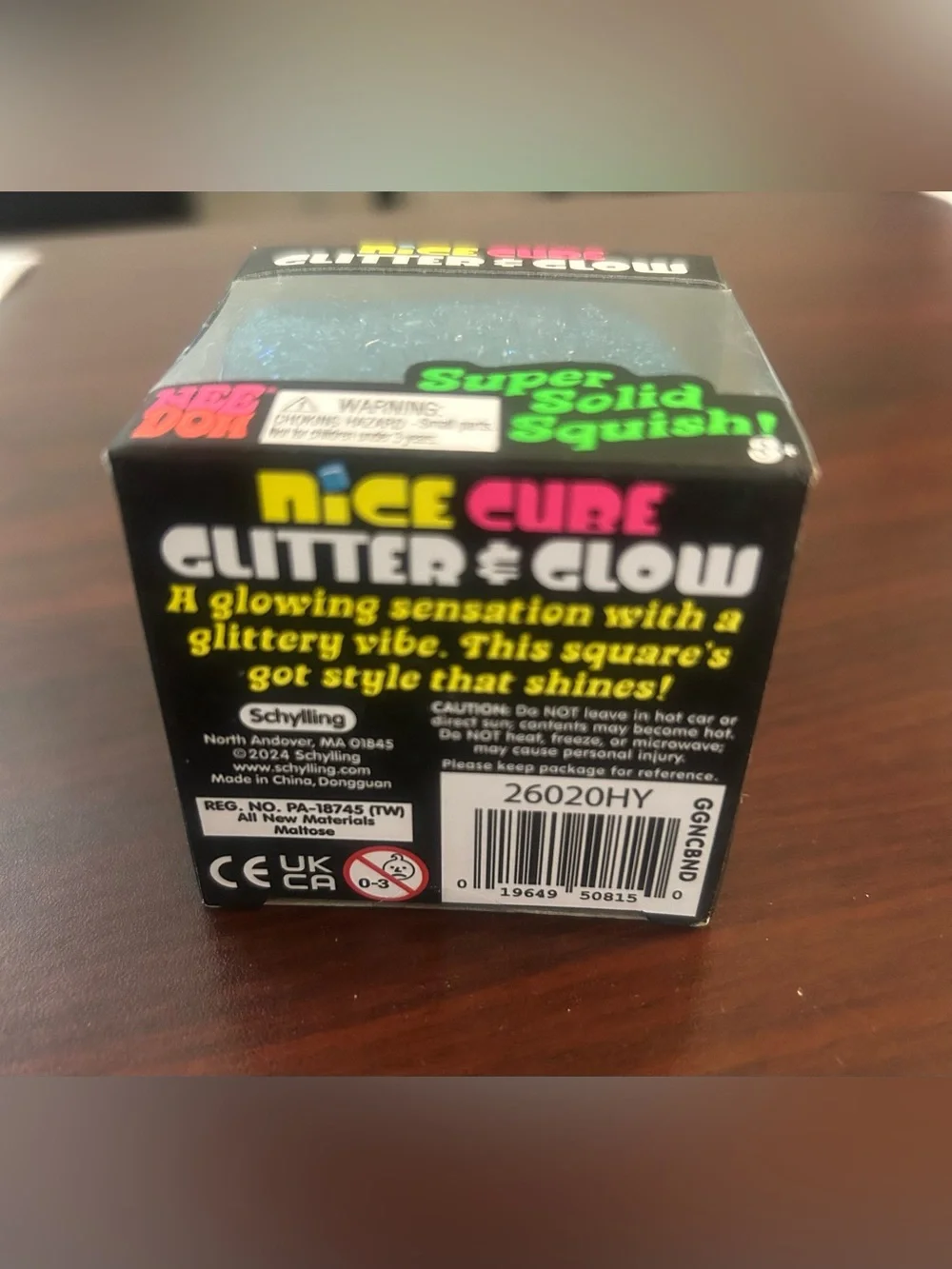 NeeDoh by Schylling - Blue Nice Cube Glitter & Glow Super Solid Squishy